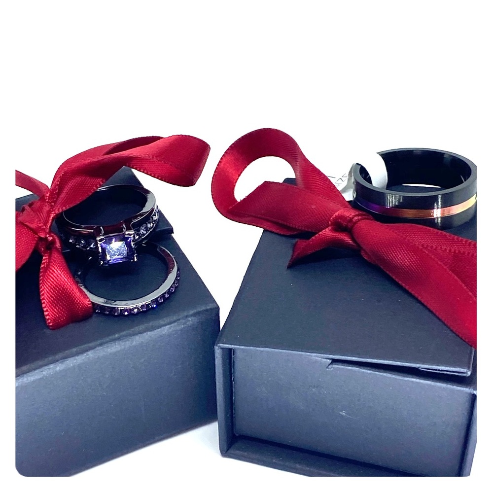 Couple Matching Titanium Rings Set